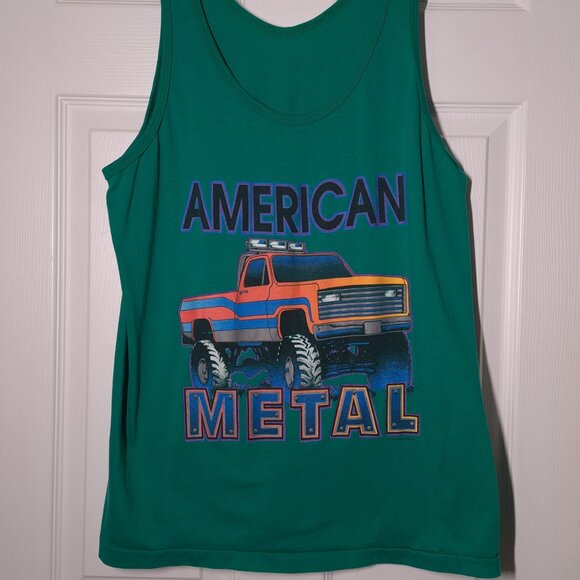 VINTAGE American Metal: Monster Truck USED Tank Top (Single Stitch, M, Green) - Picture 6 of 8